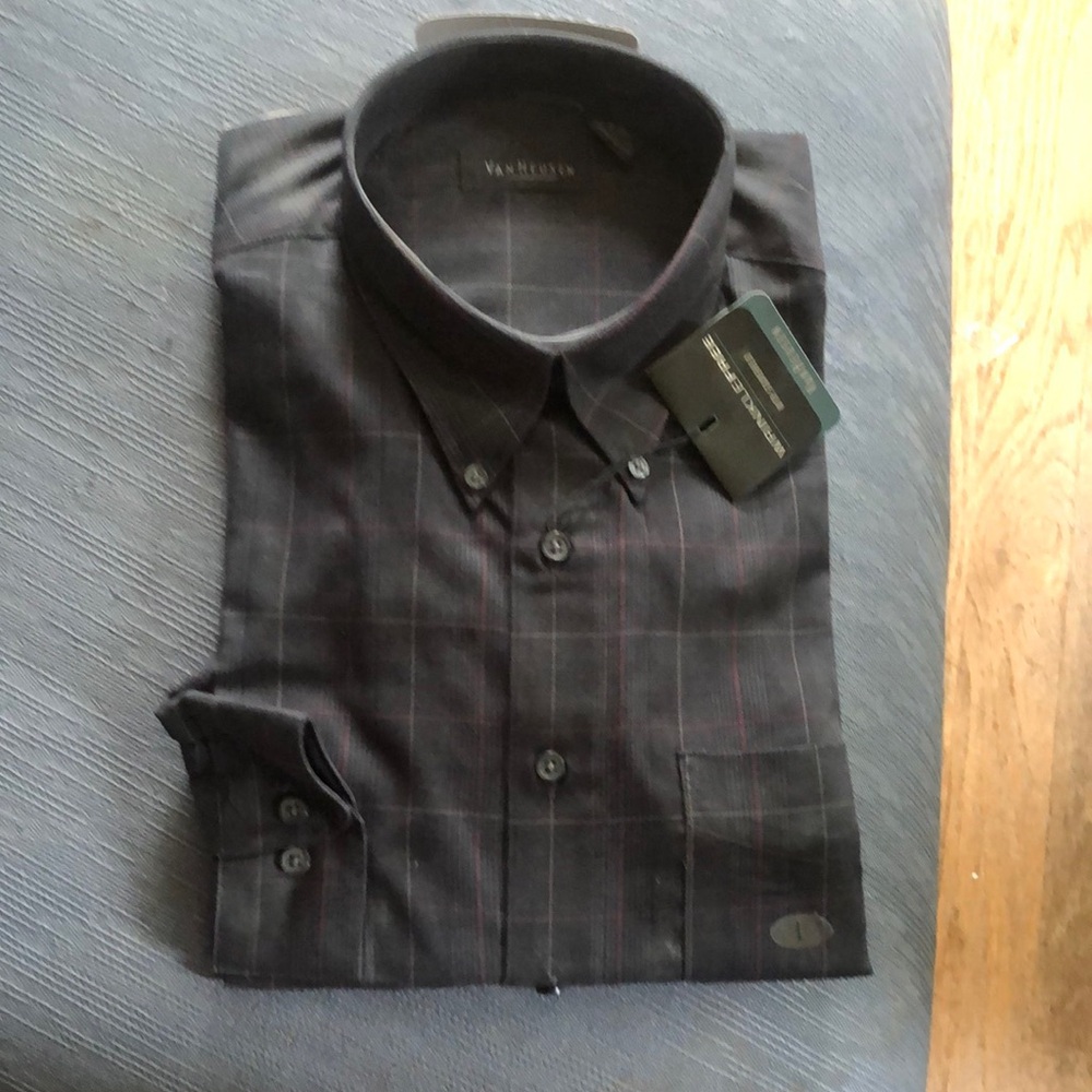 Van Heusen Black Casual Button Down Shirt with Textured Fabric